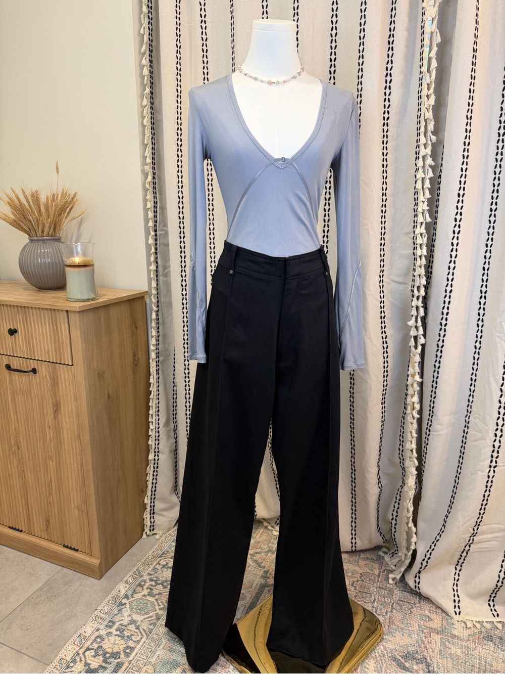 Zara ZW Collection Black High Rise Wide Leg Jeans Size 14
